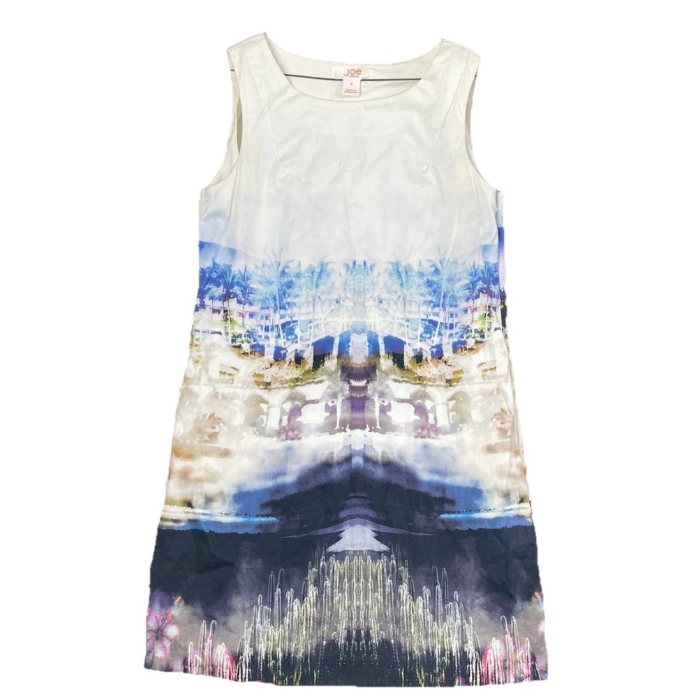 Joe Fresh Photo‎ Print Stretch Cotton Sleeveless Shift Dress Sz 8 Artwear